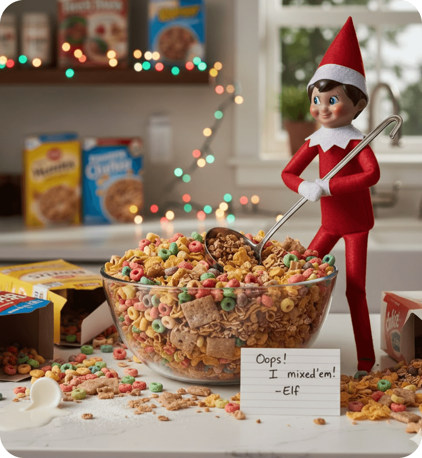 Elf mixed all cereals together